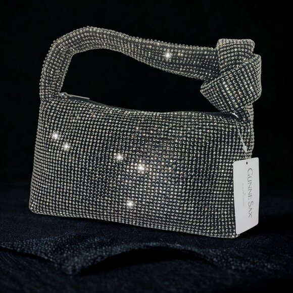 Gunne Sax by Jessica McClintock Etta Diamond Mesh Evening Bag NWT Black - Picture 1 of 10